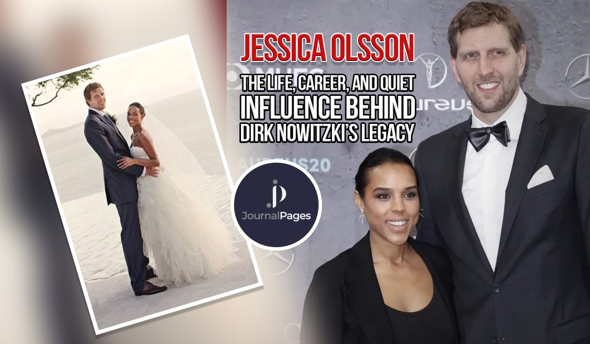 Jessica Olsson standing with husband Dirk Nowitzki at a philanthropic event in Dallas